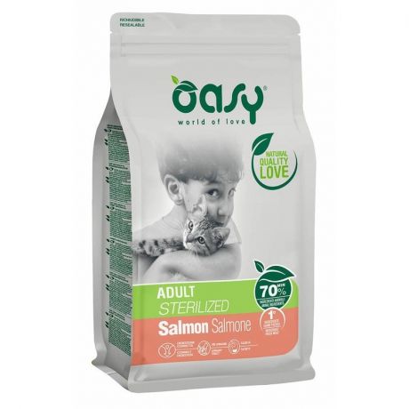 OASY Oasy Dry Cat Adult Sterilized сухой корм для взрослых стерилизованных кошек с лососем - 1,5 кг