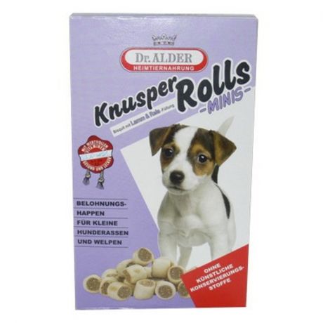 Dr.ALDERS Dr. Alders Knusper Rolls Mini лакомство для щенков и собак мелких пород, с ягненком и рисом, печенье - 500 г