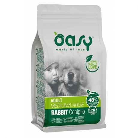 OASY Oasy Dry OAP Medium & Large Breed Professional Монопротеин сухой корм для взрослых собак средних и крупных пород с кроликом - 12 кг