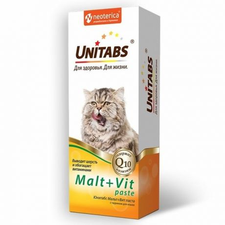Unitabs Unitabs Malt+Vit витаминная паста для вывода шерсти для кошек - 120 мл