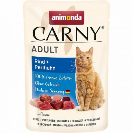 Animonda Animonda Carny Adult влажный корм для кошек, с говядиной и цесаркой, кусочки в желе, в паучах - 85 г