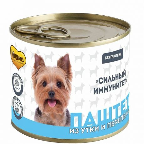 Мнямс Мнямс Сильный иммунитет полнорационный влажный корм для собак, паштет с уткой и перепелом, в консервах - 200 г