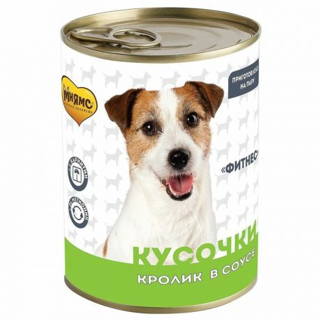 Мнямс Мнямс Фитнес полнорационный влажный корм для собак, с кроликом, кусочки в соусе, в консервах - 400 г