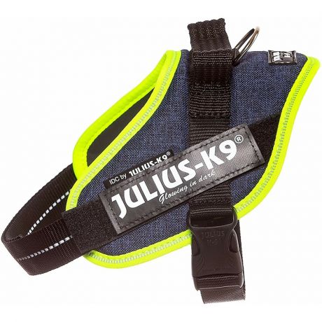 Julius-K9 Julius-K9 шлейка для собак IDC-Powerharness Mini-Mini, 40-53 см/ 4-7 кг, джинса-зеленая неон