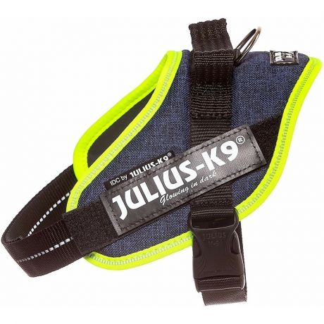 Julius-K9 Julius-K9 шлейка для собак IDC-Powerharness Mini, 49-67 см/ 7-15 кг, джинса-зеленая неон
