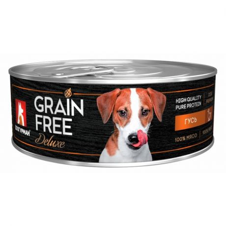 ЗООГУРМАН Зоогурман Grain Free Deluxe влажный корм для собак, беззерновой, с гусем, кусочки в желе, в консервах - 100 г