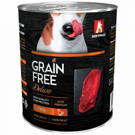 ЗООГУРМАН Зоогурман Grain Free Deluxe влажный корм для собак, беззерновой, с гусем, кусочки в желе, в консервах - 350 г