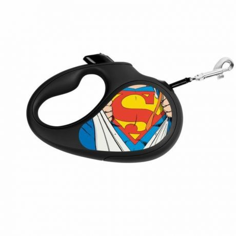 WAUDOG Поводок-рулетка Waudog с рисунком "Супермен Герой", размер S, до 15 кг, 5 м , черный