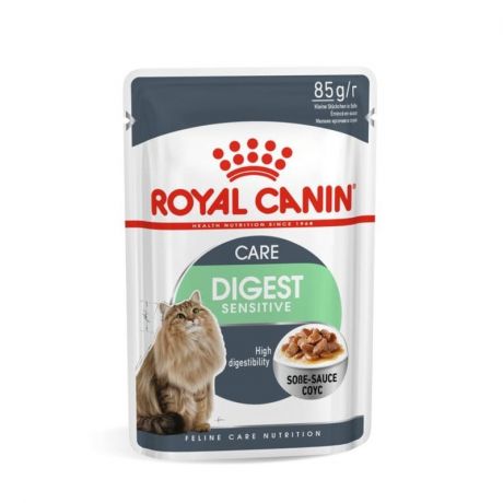 ROYAL CANIN Royal Canin Digest Sensitive полнорационный влажный корм для взрослых кошек с чувствительным пищеварением, кусочки в соусе, в паучах - 85 г