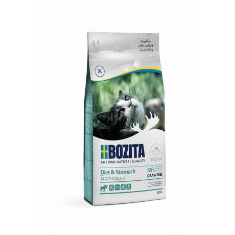 BOZITA Bozita Sensitive Diet & Stomach GF сухой беззерновой корм для кошек с чувствствительным пищеварением с лосем