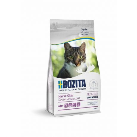 BOZITA Bozita Hair & Skin WF Salmon сухой корм для кошек для здоровья кожи и шерсти с лососем, без пшеницы - 400 г
