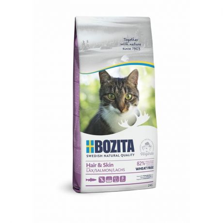 BOZITA Bozita Hair & Skin WF Salmon сухой корм для кошек для здоровья кожи и шерсти с лососем, без пшеницы - 2 кг