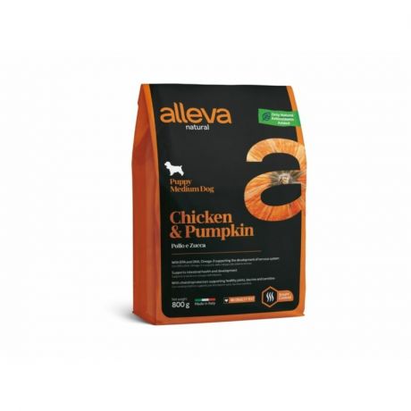 Alleva Alleva Natural Puppy Chicken & Pumpkin Medium сухой корм для щенков с курицей и тыквой - 800 г