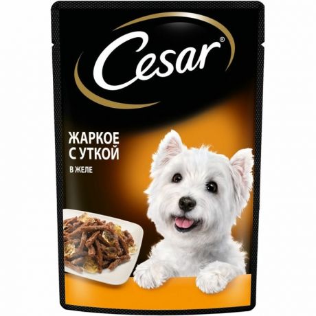 Cesar Cesar полнорационный влажный корм для собак, с жаркое с уткой, кусочки в желе, в паучах - 85 г