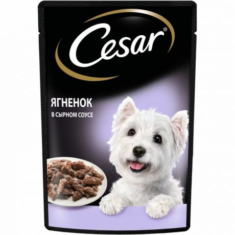 Cesar Cesar полнорационный влажный корм для собак, с ягненком, кусочки в сырном соусе, в паучах - 85 г
