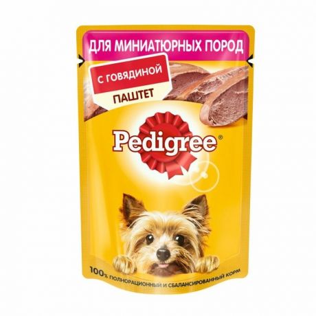 Pedigree Pedigree влажный корм для взрослых собак миниатюрных пород паштет с говядиной в паучах - 80 г