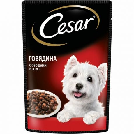 Cesar Cesar полнорационный влажный корм для собак, с говядиной и овощами, кусочки в соусе, в паучах - 85 г