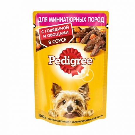 Pedigree Pedigree влажный корм для взрослых собак миниатюрных пород с говядиной и овощами в паучах - 85 г