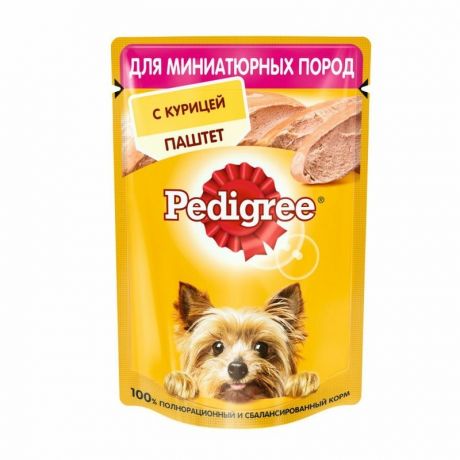 Pedigree Pedigree влажный корм для взрослых собак миниатюрных пород паштет с курицей в паучах - 80 г