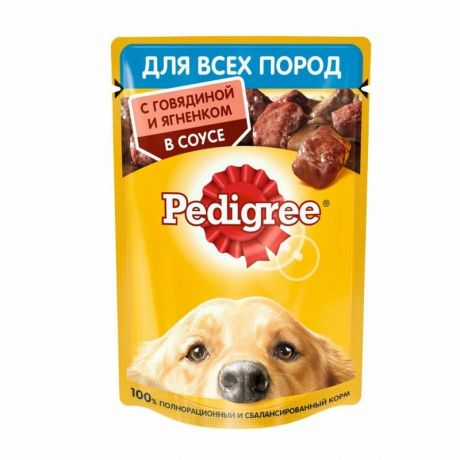 Pedigree Pedigree влажный корм для взрослых собак с говядиной и ягненком в паучах - 85 г