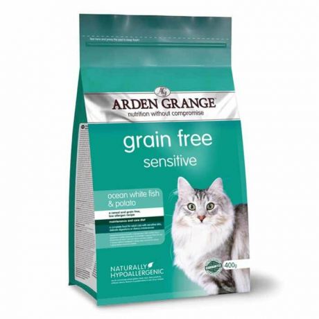 ARDEN GRANGE AG Adult Cat Корм сухой беззерновой, для взрослых кошек с деликатным желудком и/или чувствительной кожей - 0,4 кг