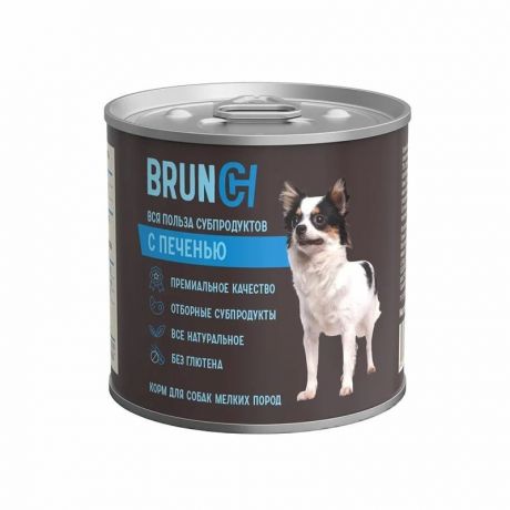 Brunch Brunch влажный корм для взрослых собак, фарш с печенью, в консервах - 240 г