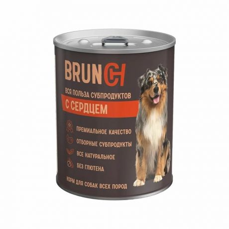 Brunch Brunch влажный корм для взрослых собак, фарш с сердцем, в консервах - 340 г