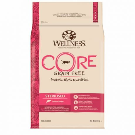 CORE Core сухой корм для стерилизованных кошек и кастрированных котов, из лосося, беззерновой