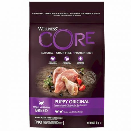CORE Core сухой корм для щенков мелких и средних пород, из индейки с курицей, беззерновой