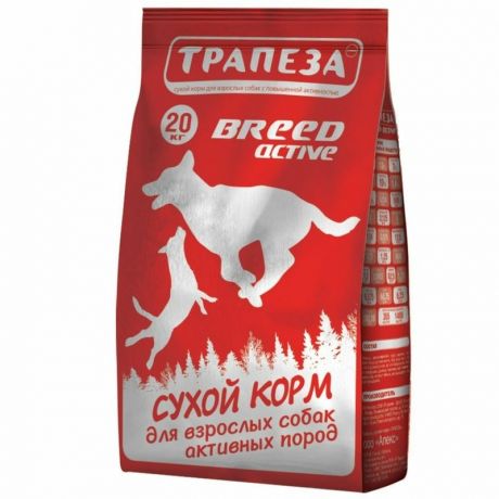 ТРАПЕЗА Трапеза Breed Active сухой корм для собак с высокой активностью, с говядиной - 20 кг