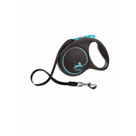 flexi flexi Black Design tape L поводок-рулетка для собак, голубая 5 м, до 50 кг