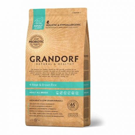 Grandorf Grandorf 4meat & Brown Rice Adult All Breeds сухой корм для собак, четыре вида мяса с бурым рисом