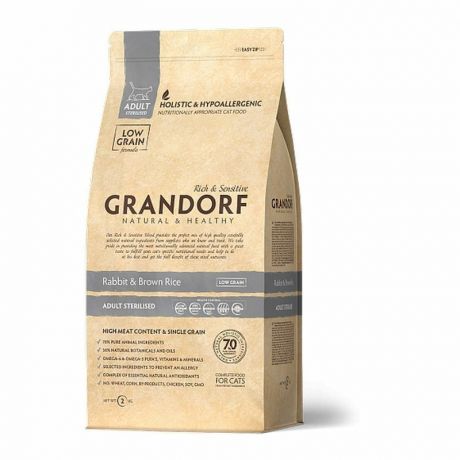 Grandorf Grandorf rabbit & Rice Adult Sterilized сухой корм для стерилизованных кошек, кролик с рисом - 400 г