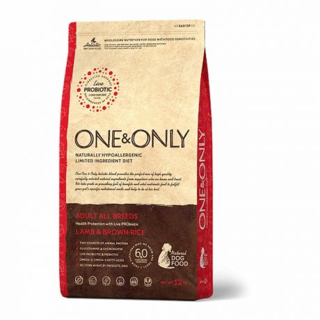 ONE&ONLY ONE&ONLY lamb & Rice Adult All Breeds сухой корм для собак всех пород, ягненок с рисом - 1 кг