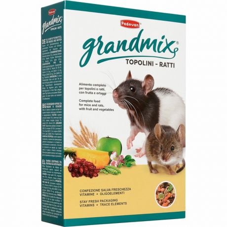 Padovan Padovan Grandmix Topolini E Ratti корм комплексный/основной для взрослых мышей и крыс 400 г