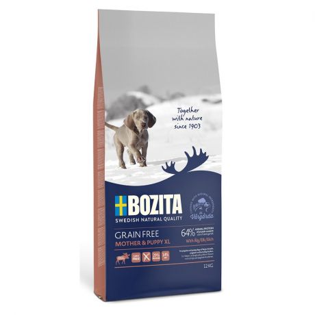 BOZITA Bozita Grain Free Mother & Puppy XL Elk 29/14 сухой корм беззерновой для щенков и юниоров крупных пород, беременных и кормящих сук с лосем