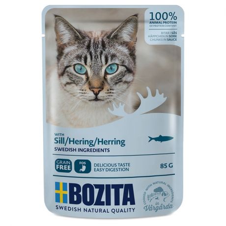 BOZITA Bozita Pouch Herring влажный корм для взрослых кошек с кусочками в соусе с сельдью - 85 г
