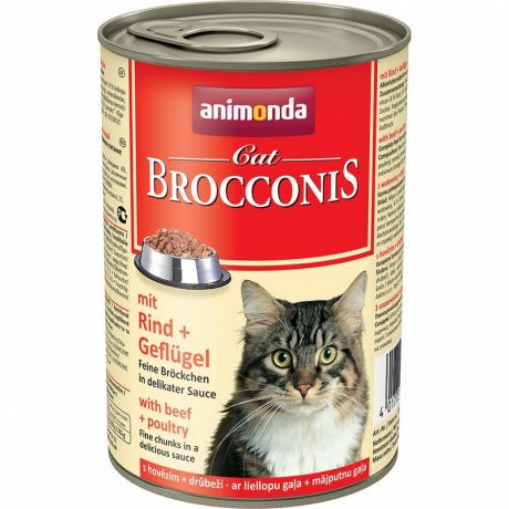 Animonda Animonda Brocconis Cat влажный корм для кошек, с говядиной и домашней птицей, кусочки в желе, в консервах - 400 г