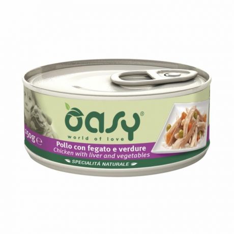 OASY Oasy Wet dog Specialita Naturali Chicken Liver Vegetables дополнительное питание для взрослых собак с курицей, печенью и овощами в консервах - 150 г