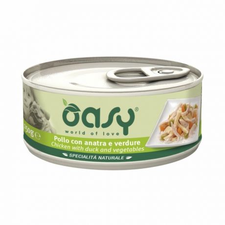 OASY Oasy Wet dog Specialita Naturali Chicken Duck Vegetables дополнительное питание для взрослых собак с курицей, уткой и овощами в консервах - 150 г