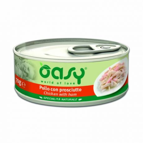 OASY Oasy Wet cat Specialita Naturali Chicken Ham дополнительное питание для кошек с курицей и ветчиной в консервах - 70 г