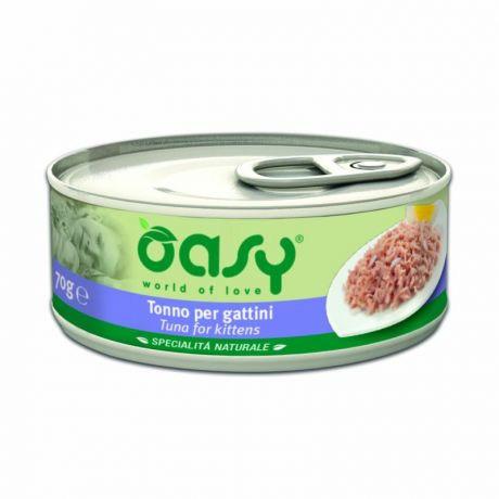 OASY Oasy Wet cat Specialita Naturali Kitten Tuna дополнительное питание для котят с тунцом в консервах - 70 г