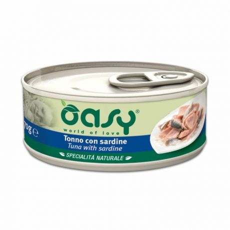 OASY Oasy Wet cat Specialita Naturali Tuna Sardine дополнительное питание для кошек с тунцом и сардинами в консервах - 70 г