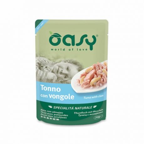 OASY Oasy Wet cat Specialita Naturali Tuna Clam дополнительное питание для кошек с тунцом и моллюсками в паучах - 70 г