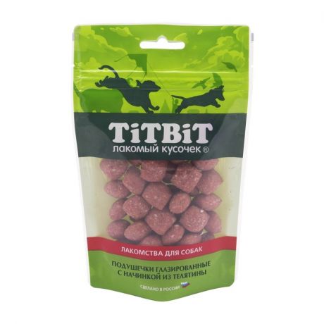 TiTBiT TiTBiT Подушечки глазированные с начинкой из телятины для собак, золотая коллекция - 100 г