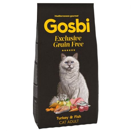 Gosbi Gosbi Exclusive Grain Free корм для взрослых кошек с индейкой и рыбой - 400 гр