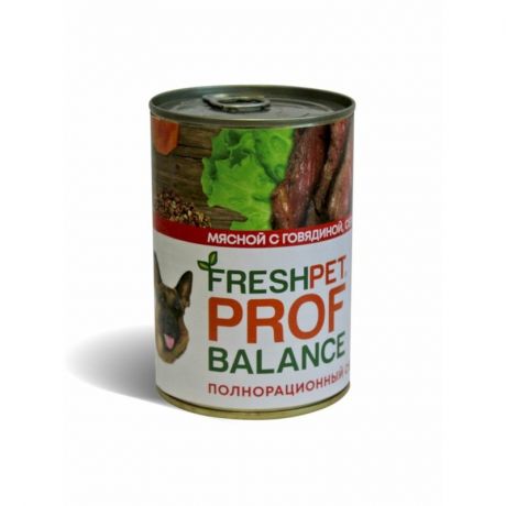 Freshpet Prof Balance Freshpet Prof Balance полнорационный влажный корм для собак, фарш из говядины, сердца и гречки, в консервах - 410 г