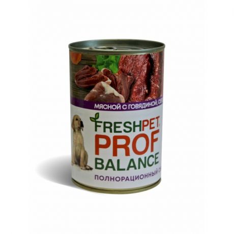 Freshpet Prof Balance Freshpet Prof Balance полнорационный влажный корм для щенков, фарш из говядины, сердца и риса, в консервах - 410 г