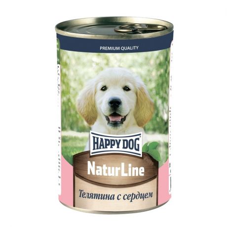 HAPPY DOG Happy Dog Natur Line полнорационный влажный корм для щенков, фарш из телятины и сердца - 410 г