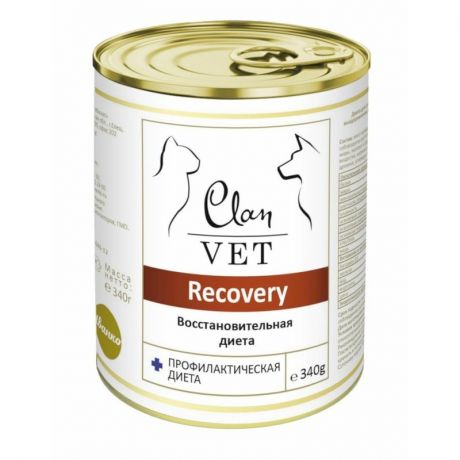 Clan Clan Vet Recovery влажный корм для собак и кошек, восстановительная диета, диетический, паштет, в консервах - 340 г
